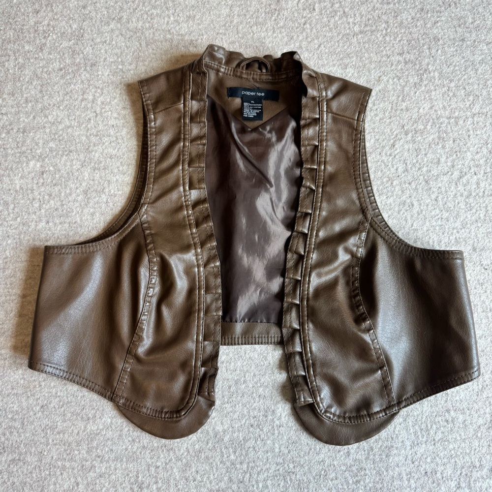 Paper Tee Tan Faux Leather Vest